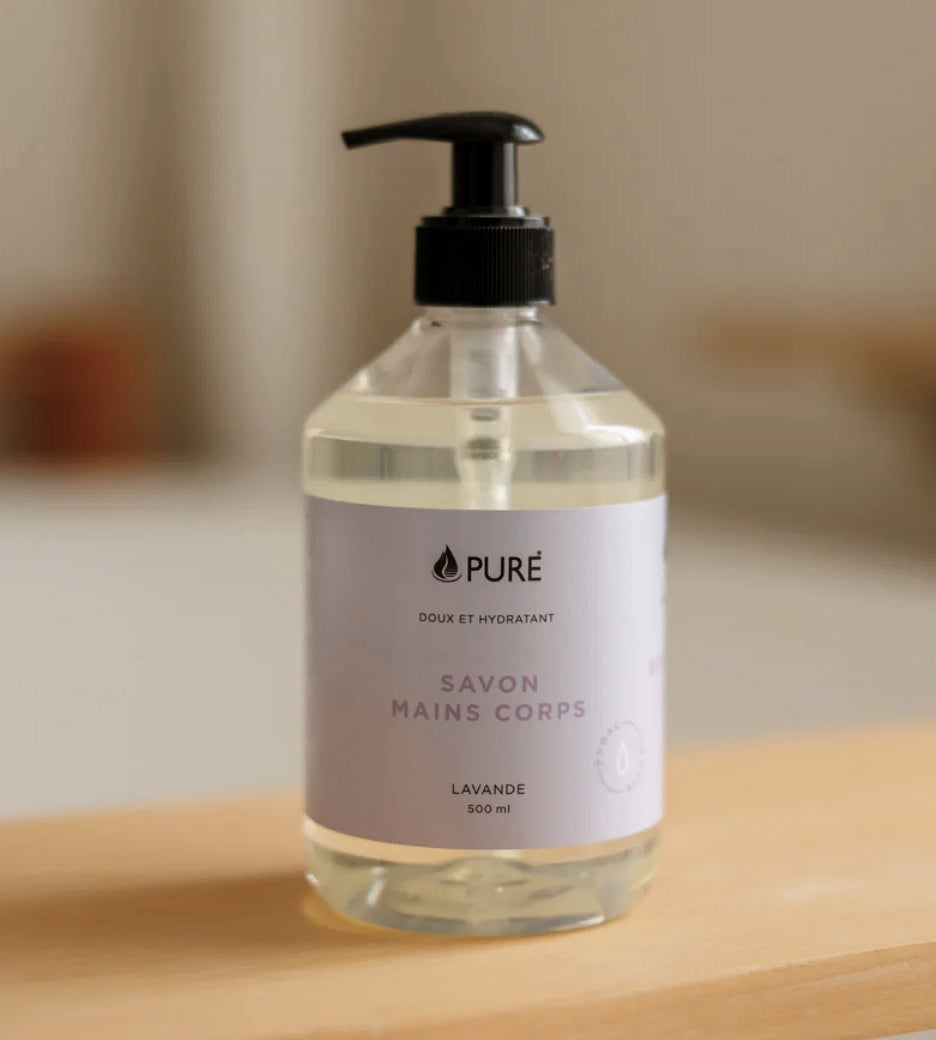 Savon mains et corps - Doux et hydratant - Lavande - Pure Bio - 500ml